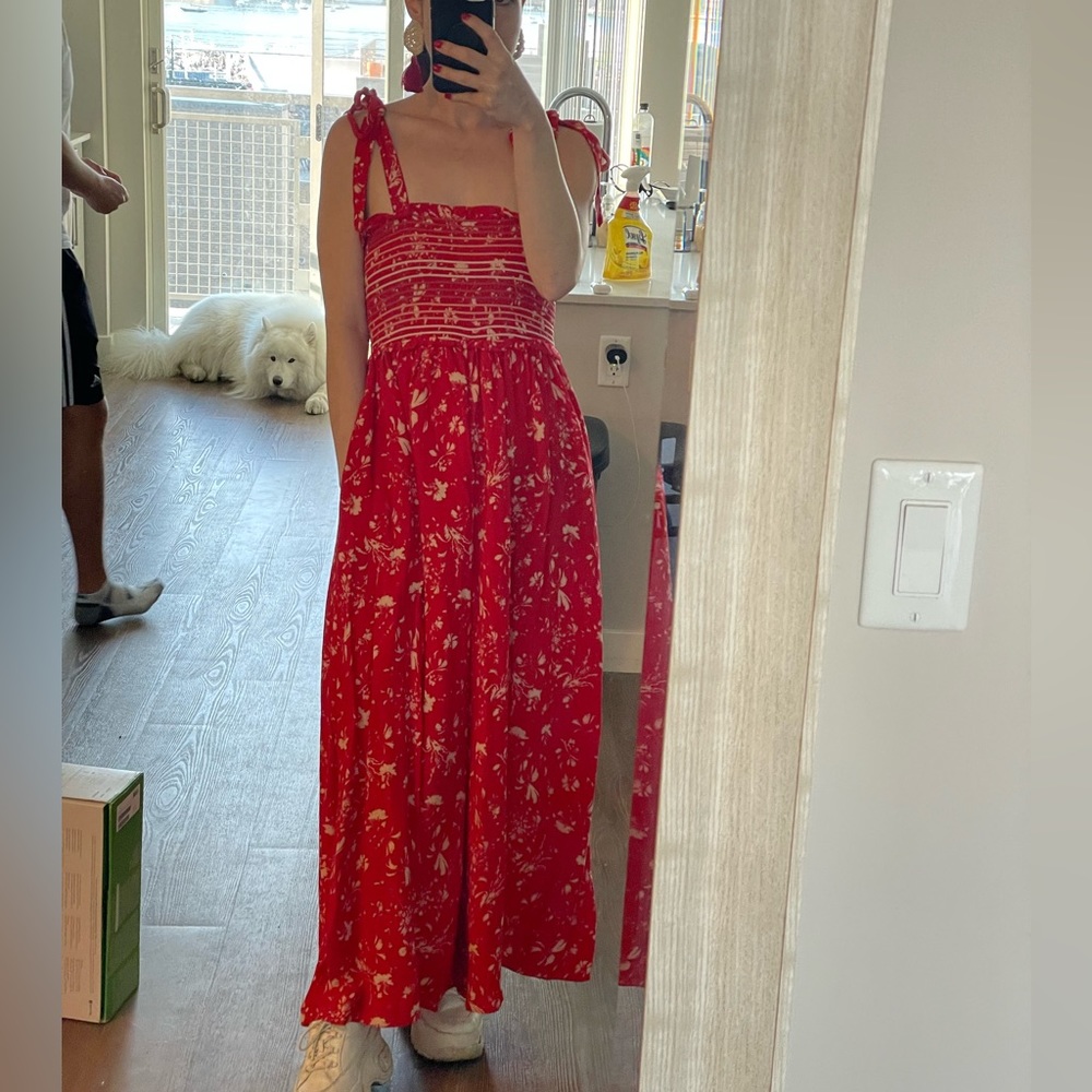 Free People Color My World Floral Jumpsuit in Red